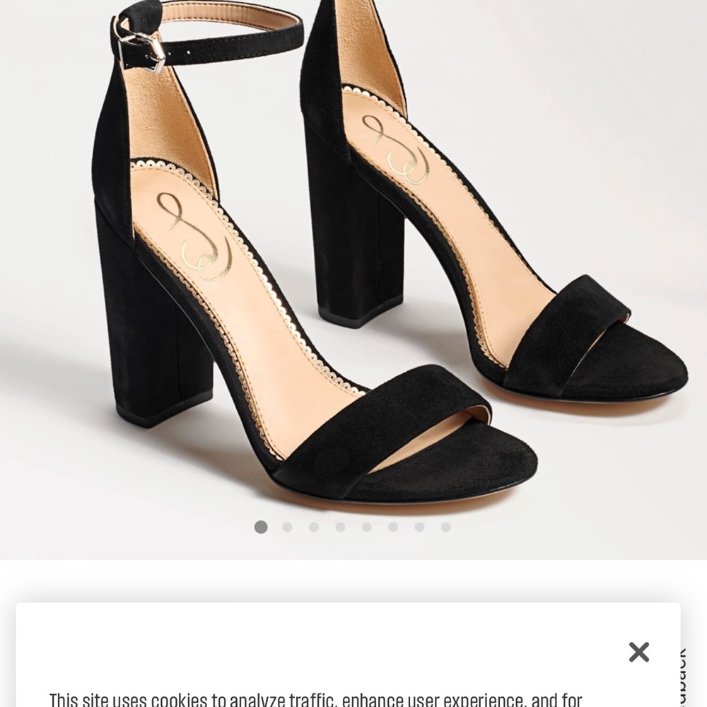 YARO BLOCK HEEL SANDAL Size 8 Sam Edelman Black Velvet